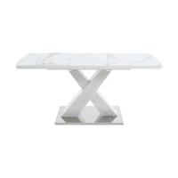 ESSTISCH AUSZIEHBARER Weiß Marmoroptik mit Ausziehfunktion & X-Gestell - Weiß, Holzwerkstoff/Metall (80/160/77cm) - Urban Meuble