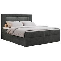 BOXBETT GOLD-5 LED 140/200 Dunkelgrau Struktur - H3 - Dunkelgrau, Holz/Textil (140/200cm) - MKS