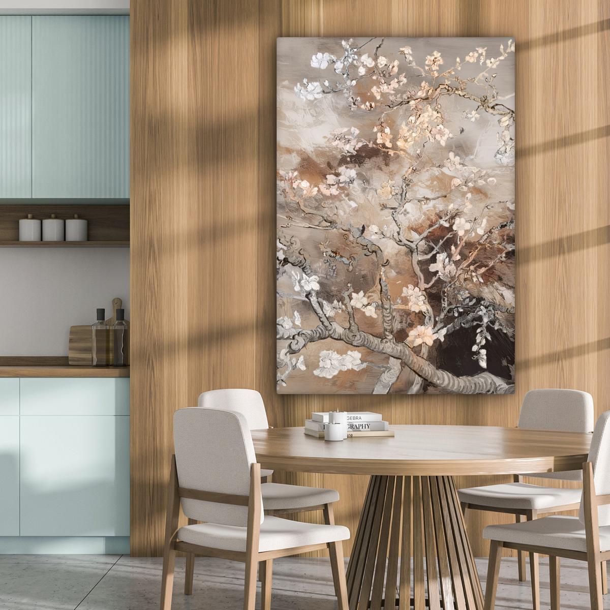 LEINWANDBILD Mandelblüte - Kunst - Van Gogh - Beige - Abstrakt Deko XXL 80x120 cm - Braun, Textil (80/120cm) - MuchoWow