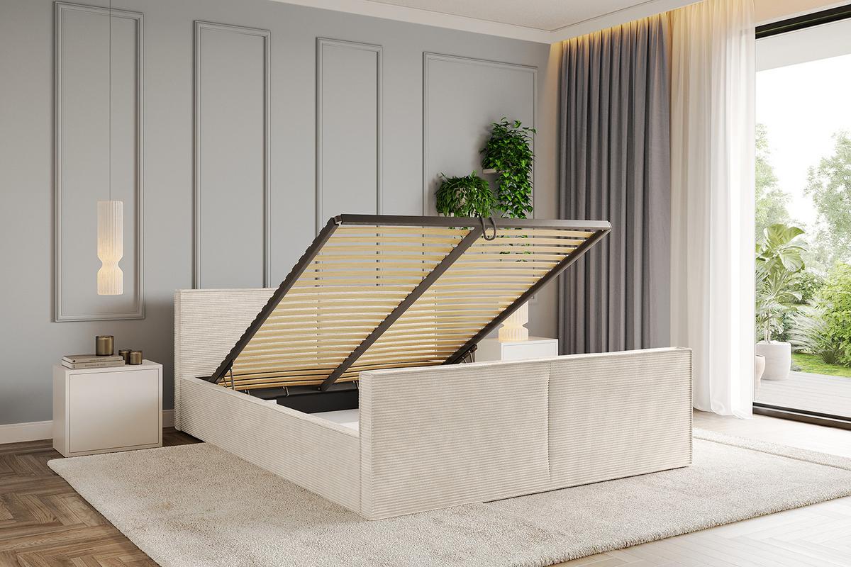 POLSTERBETT mit Bettkasten, Fußteil und Lattenrost, Boxbett mit Matratze H3/H4 - EMMI-Z-V1 180x200 Beige - Creme, Holzwerkstoff/Textil (180/200cm) - ALTDECOR