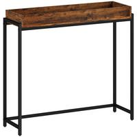KONSOLENTISCH mit Geländer, Braun - Schwarz/Braun, Metall (100/30/91cm) - HOMCOM