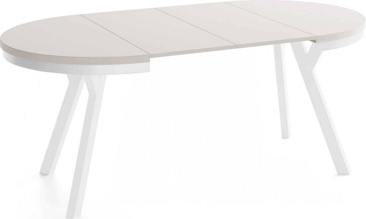 ESSTISCH Vero Neo Weiß rund ausziehbar verlängerbar, Kaschmir 90-190/90/77 cm - Kaschmir/Beige, Holz/Holzwerkstoff (90/190/77cm) - WFL GROUP