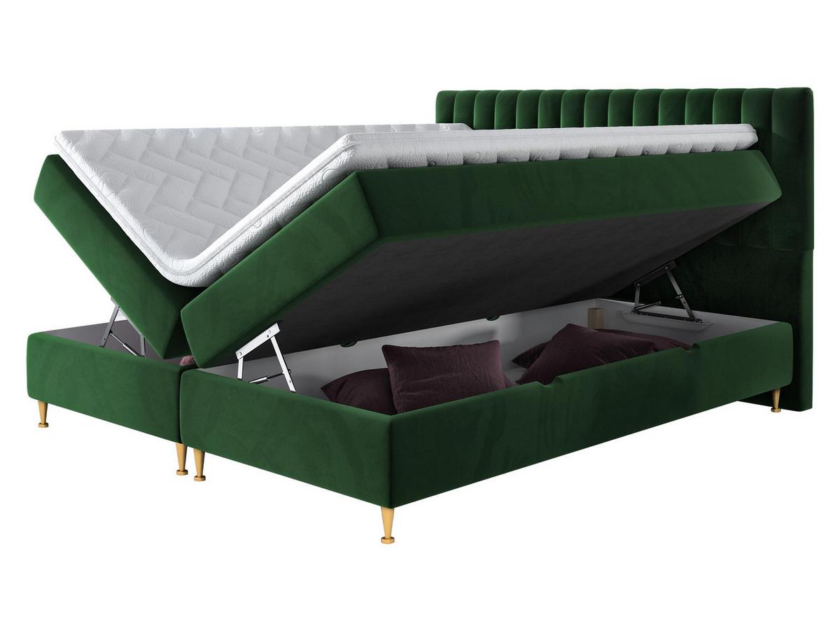 BOXBETT Elegance - H3 - Goldfarben/Grün, Holz/Textil (180/200cm) - MIRJAN24