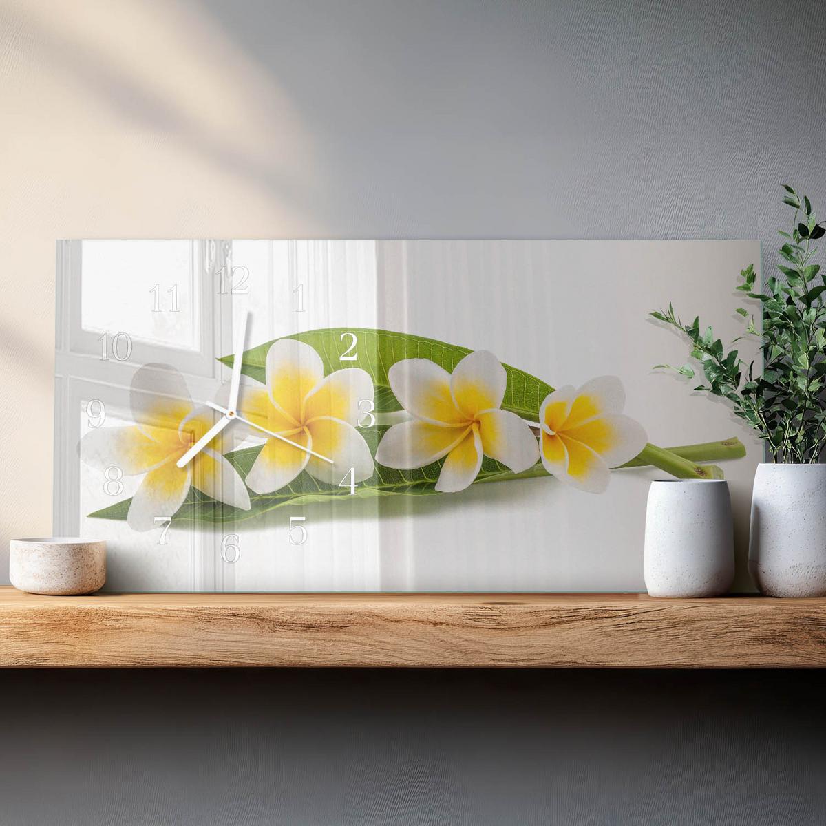 WANDUHR aus Glas 60x30 cm - Blumen - Gelb, Glas (60/30/0.4cm) - TULUP