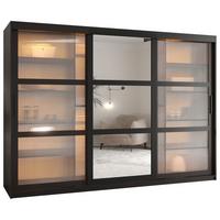 SCHWEBETÜRENSCHRANK 200/250/62 3-türig - Schwarz, Holz/Kunststoff (250/200/62cm) - Abiks Möbel