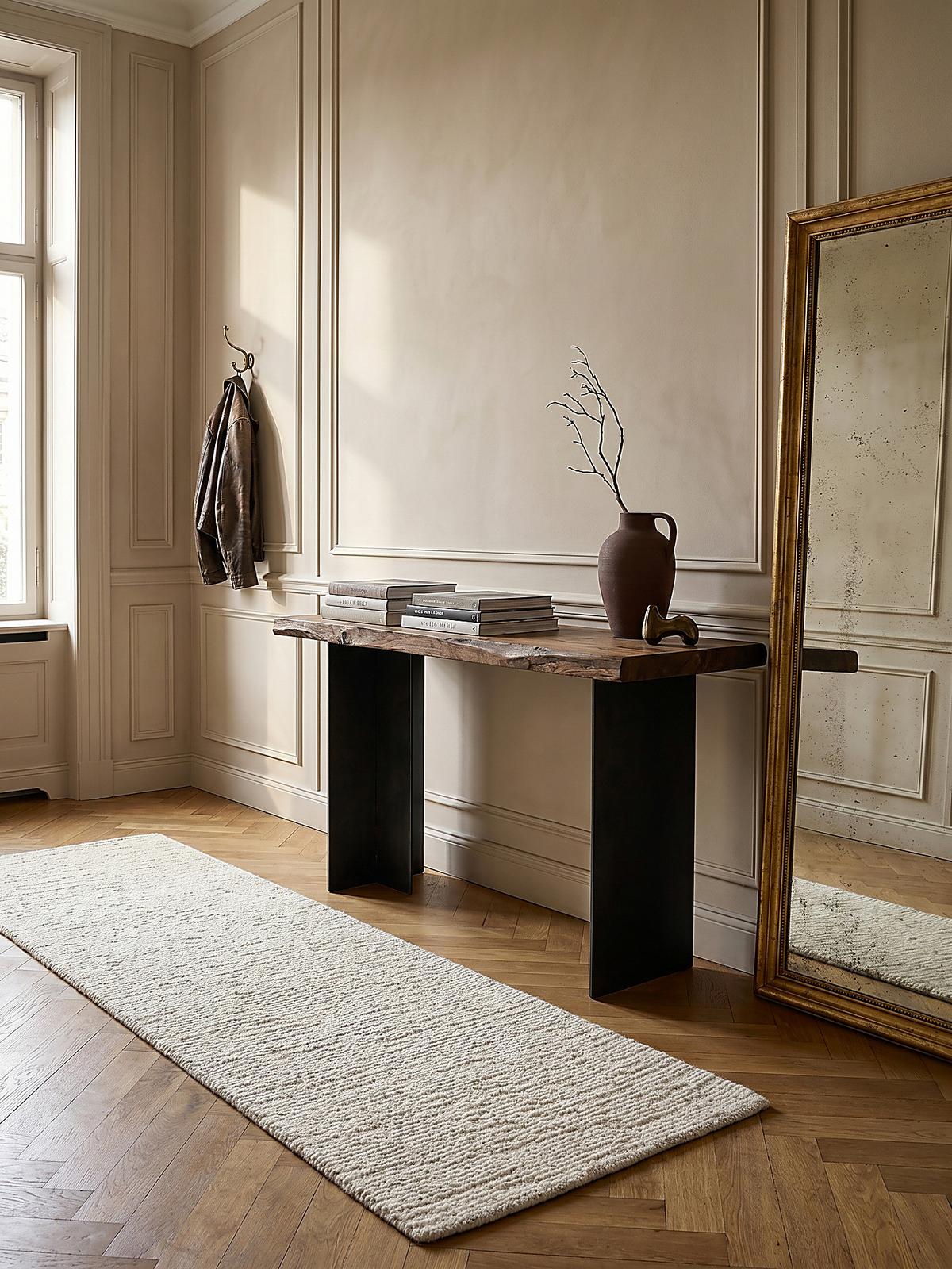 WOLLTEPPICH ALNE, einfarbig, Creme, 80 x 230 cm - Creme, Textil (230/80cm) - KADIMA DESIGN