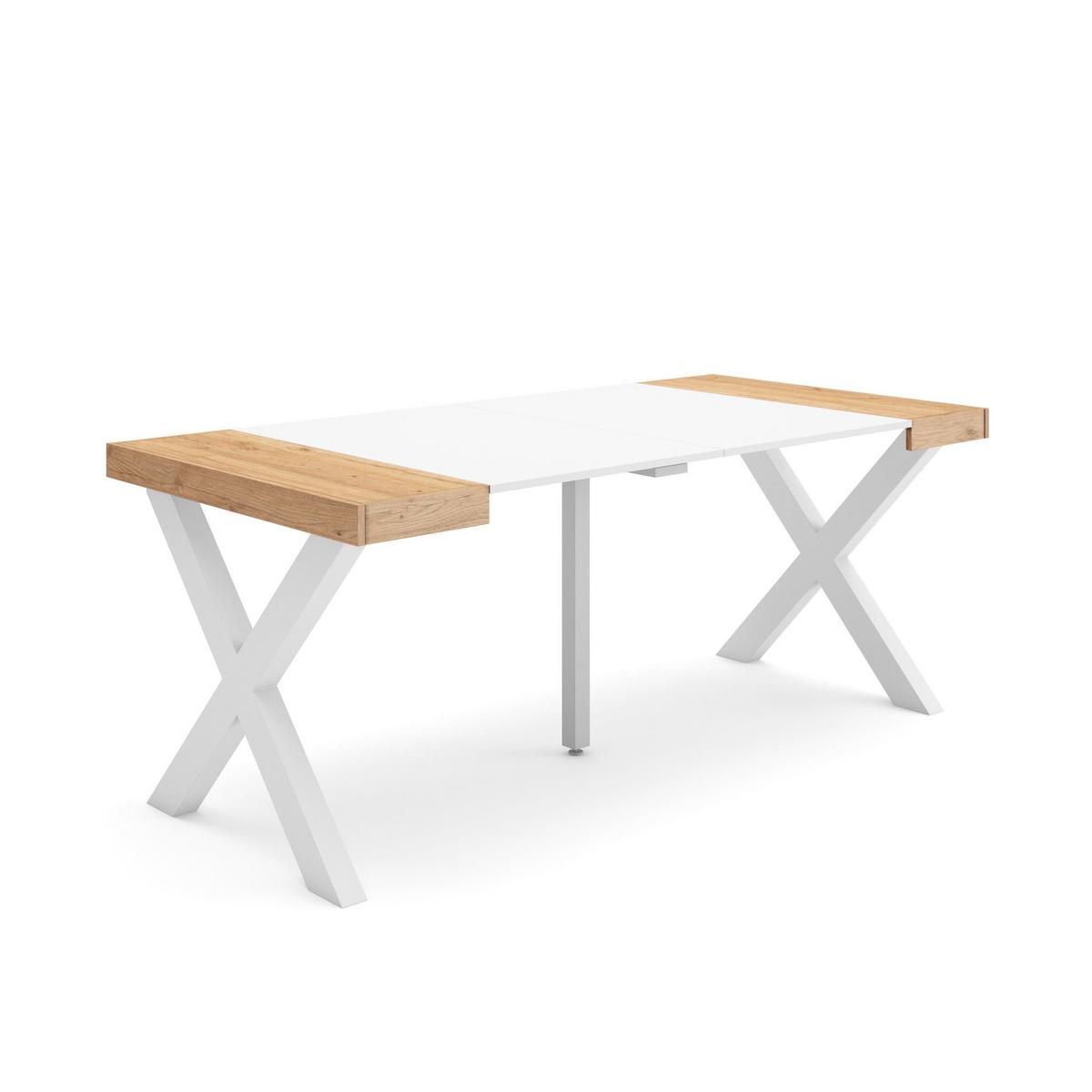 KONSOLENTISCH ausziehbar 58 bis 180cm, für 8 Gäste, eiche weiß, 90/58/73cm - Eichefarben/Multicolor, Holzwerkstoff (90/180/73cm) - Skraut Home