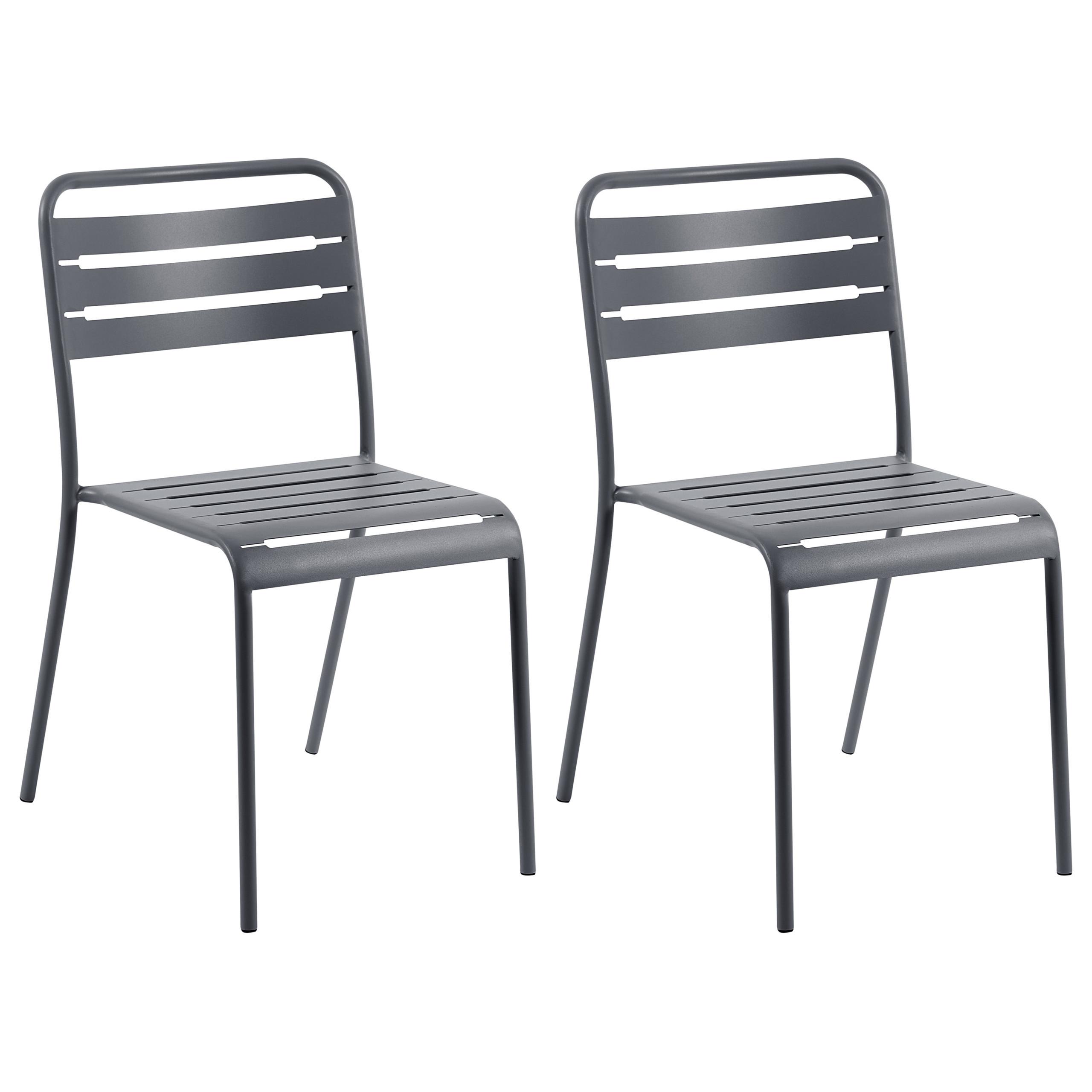 GARTENSTUHL 2er-Set Metall Dunkelgrau Lefkada - Dunkelgrau, Metall (38/80/54cm) - Beliani