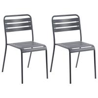 GARTENSTUHL 2er-Set Metall Dunkelgrau Lefkada - Dunkelgrau, Metall (38/80/54cm) - Beliani