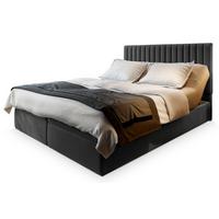 BOXBETT MURLO 200x200 cm mit Matratze und Topper, H2+H3 - Grau - Grau, Holz (200/200cm) - MASSENO