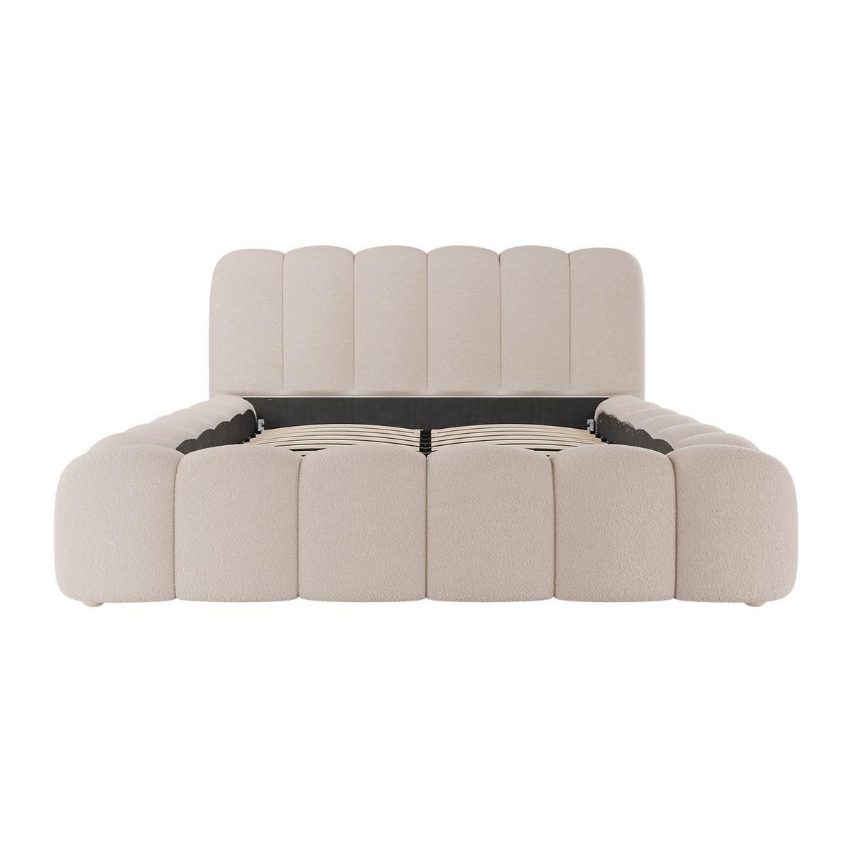 POLSTERBETT Catania 140/200 cm Beige Bouclé inkl Matratze - Beige, Textil (140/200cm) - Juskys