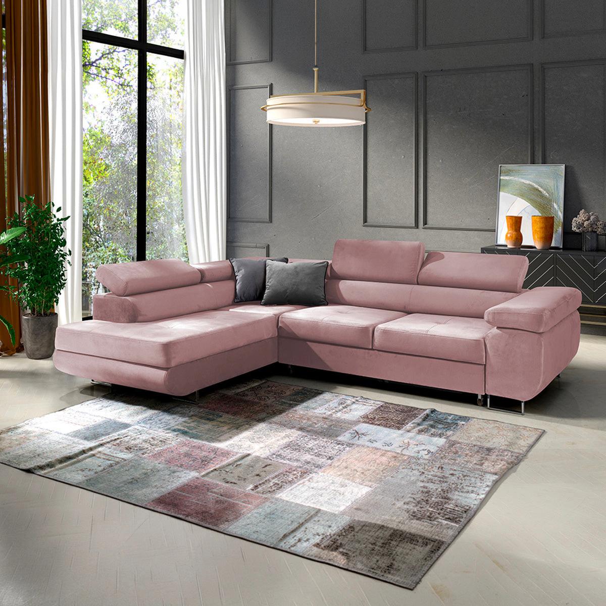 ECKSOFA Wilson 4 Sitzplätze Rose - Pink, Holzwerkstoff (271/201cm) - Petits-meubles
