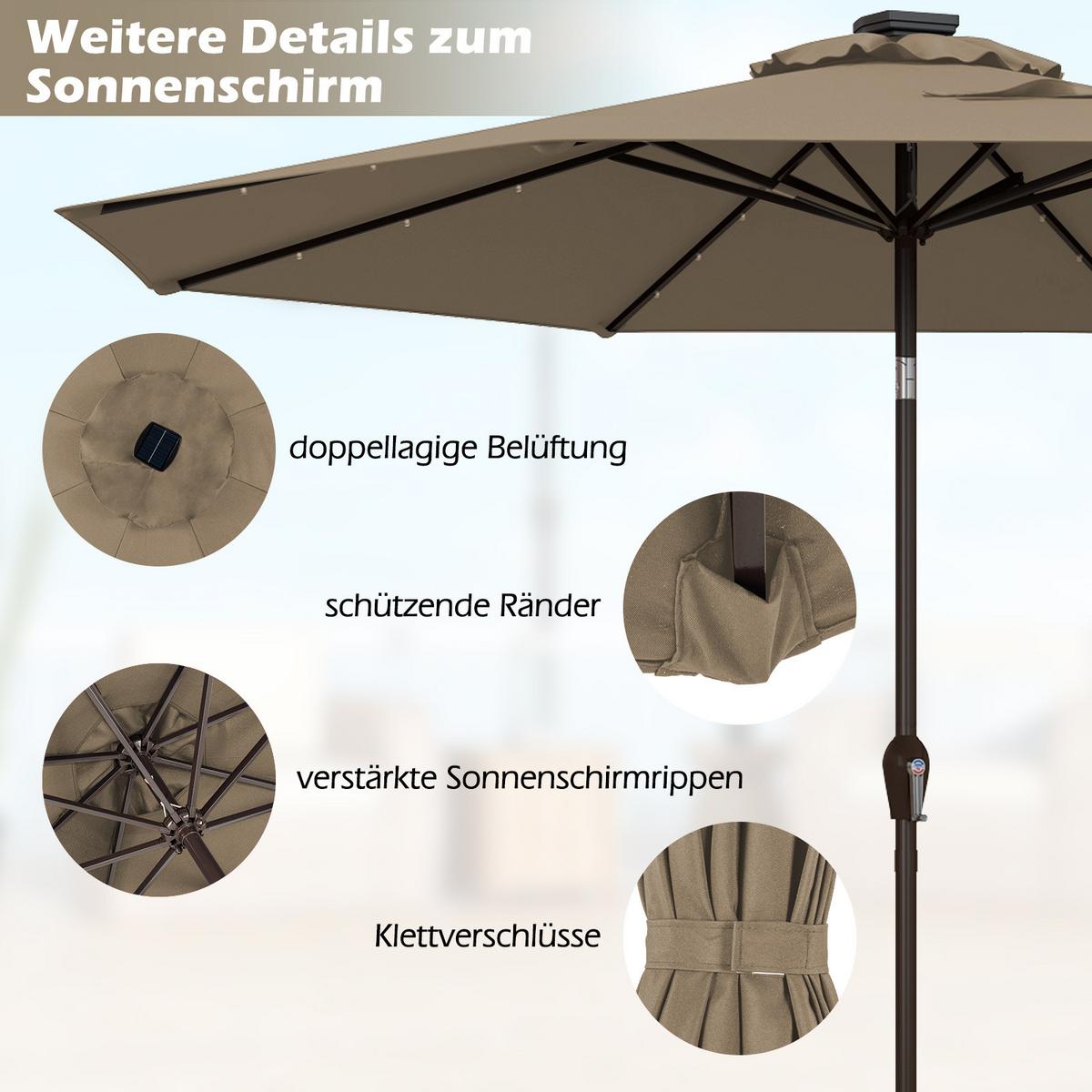 PATIO-SCHIRM Kaffe - Braun, Kunststoff (300/300cm) - COSTWAY