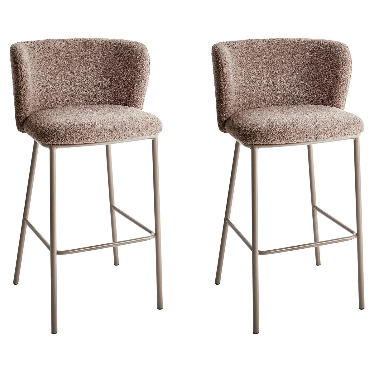BARSTÜHLEN 2er-Set Braun Mina II - Braun, Textil (52/98/46cm) - Beliani