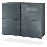 KOMMODE Rova Grau Hochglanz - Grau, Holzwerkstoff (92.5/73.5/35cm) - Vladon
