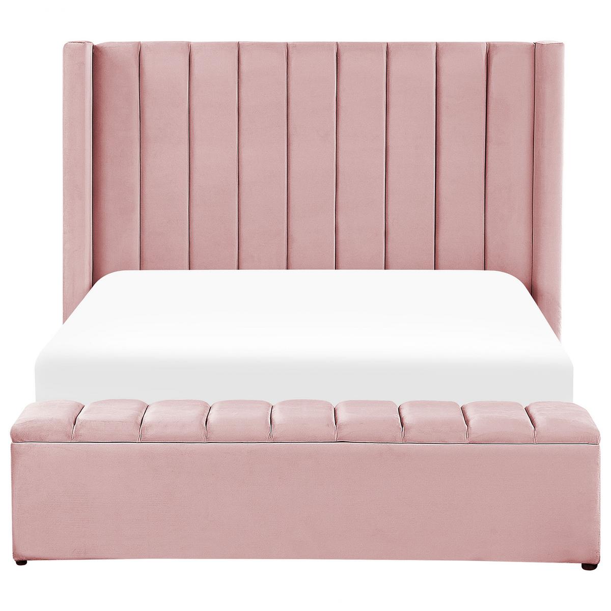 POLSTERBETT 140/200cm Rosa Noyers - Pink, Textil (140/200cm) - Beliani