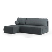ECKSOFA PARVELO Grau Plüsch-Stoff mit Schlaffunktion - Grau, Holz (200/143cm) - MASSENO