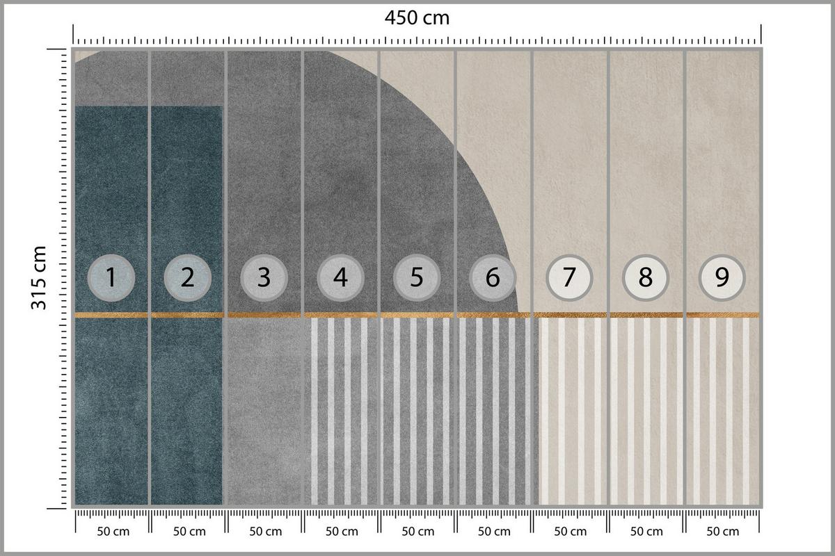 FOTOTAPETE für Wohnzimmer Formen Modernes Geometrisches Muster 450x315 - Beige/Braun, Papier (450/315cm) - Muralo
