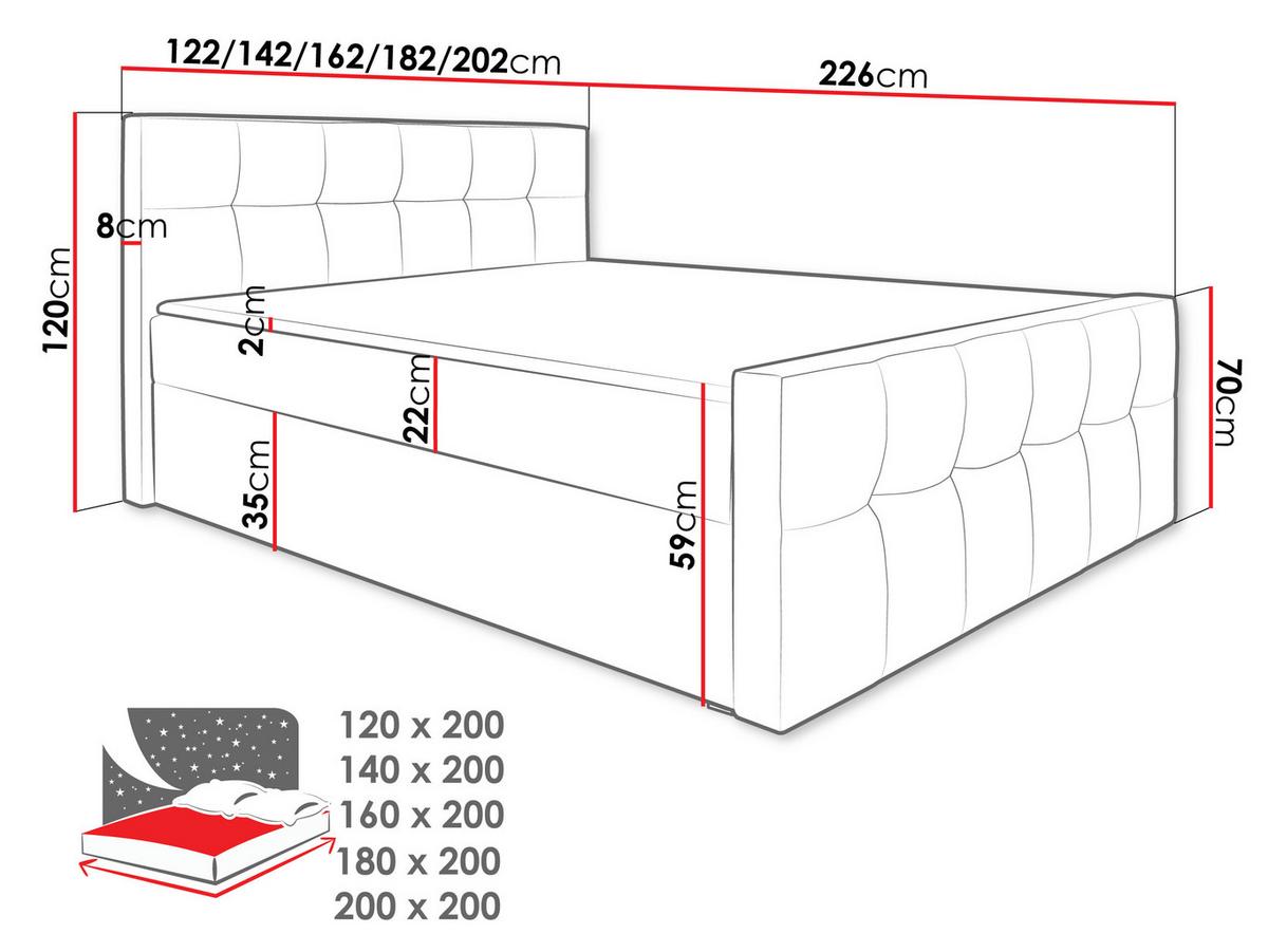 BOXBETT Malibu - H3 - Rot, Holz (160/200cm) - MIRJAN24