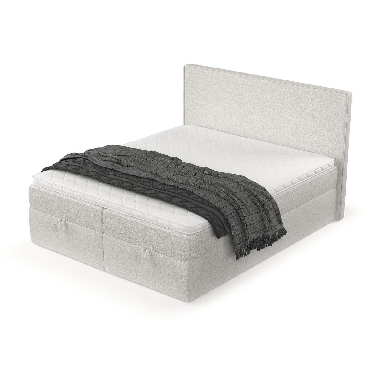 BOXBETT Velma 200/200 cm Hellbeige im Riva Stoff - Sandfarben/Schwarz, Holz/Holzwerkstoff (200/200cm) - AltaBeds