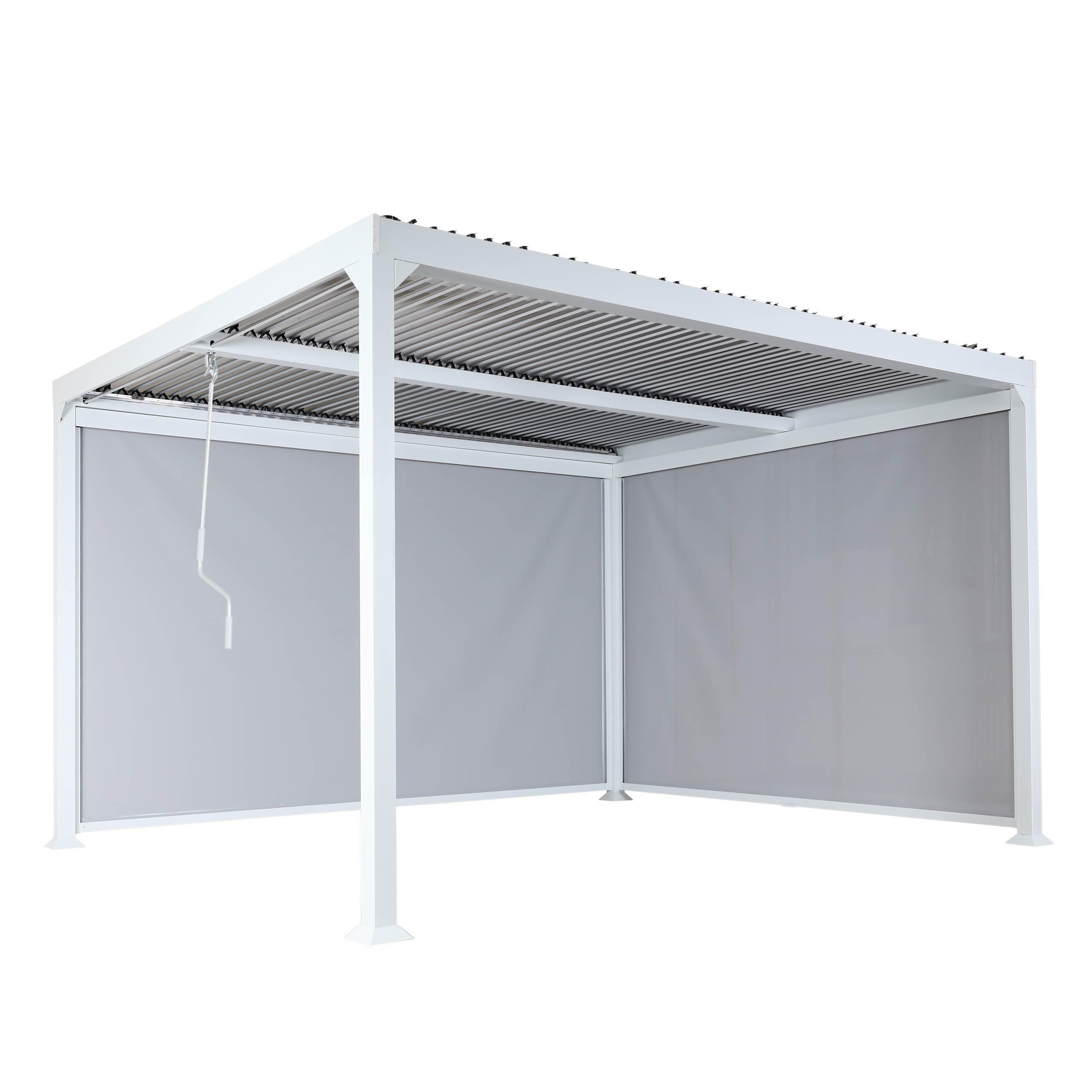 ALU PERGOLA MIT SEITENWAND Weiß - Weiß, Metall (306/224/368cm) - MCW