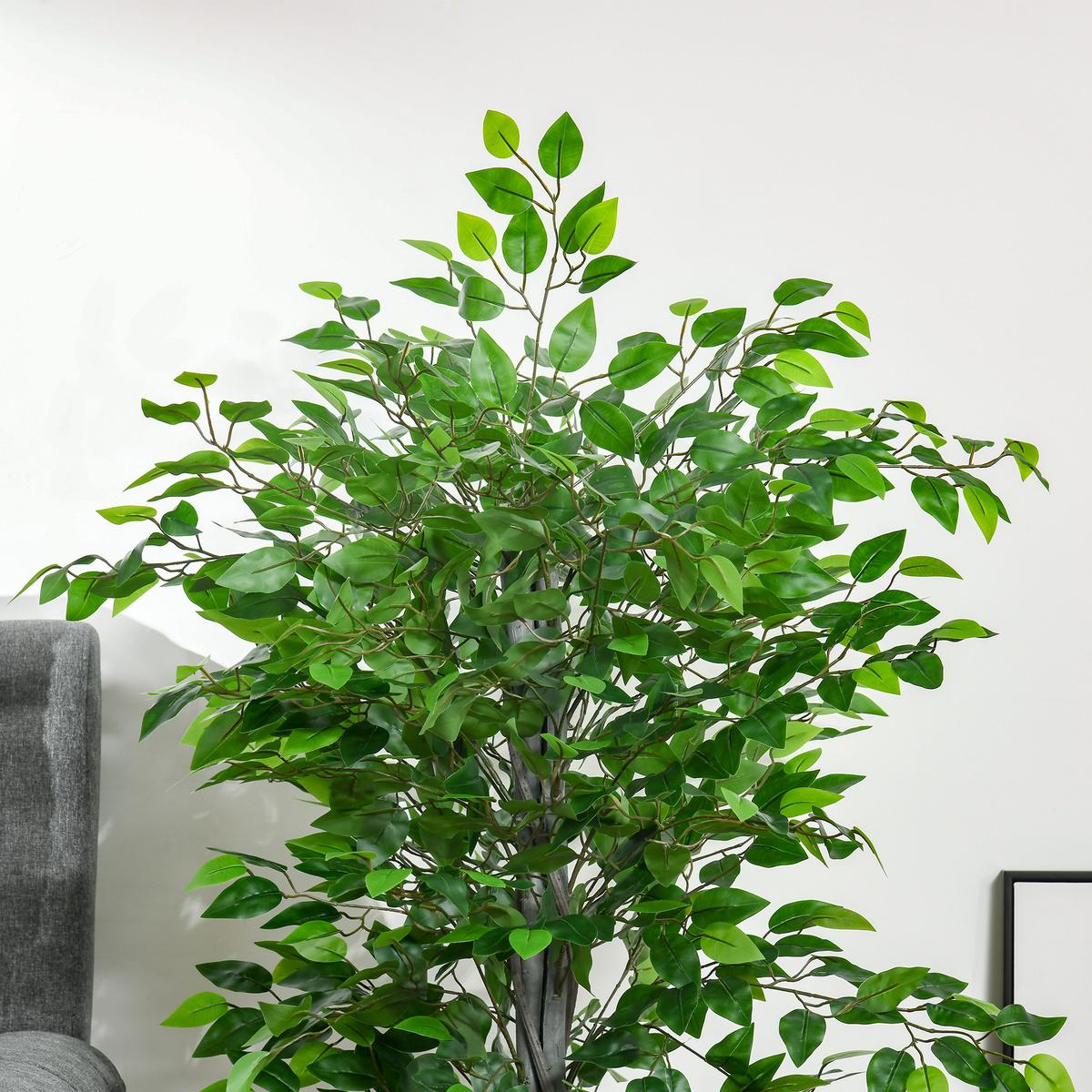 KÜNSTLICHER Ficusbaum groß 135 cm Kunstpflanze, Künstliche Pflanzen im Topf - Grün, Kunststoff (135cm) - HOMCOM