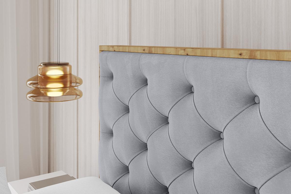 POLSTERBETT mit Bettkasten, Fußteil und Lattenrost, Boxbett mit Matratze H3/H4 - ENZO3-Z 180x200 Hellgrau - Hellgrau, Holzwerkstoff/Textil (180/200cm) - ALTDECOR