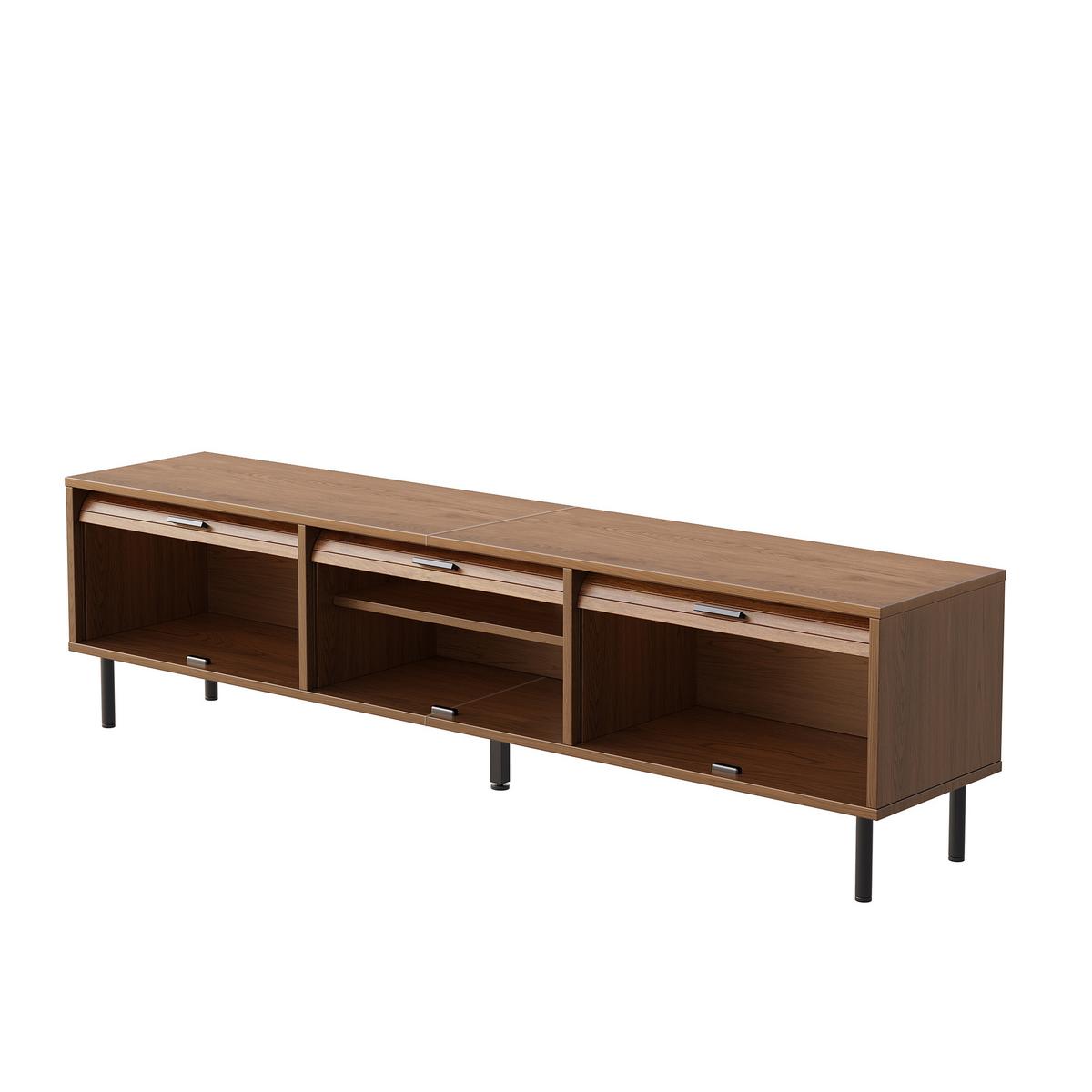 TV-LOWBOARD Walnuss-Optik 180cm mit 3 aufschiebbaren Türen & Metallfüßen - Walnussfarben, Holzwerkstoff (180/55/40cm) - Urban Meuble