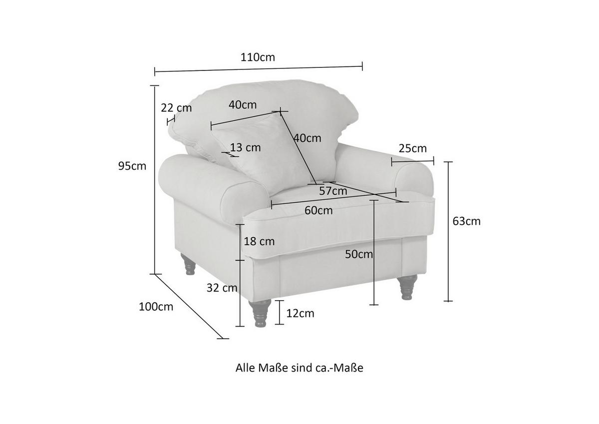SESSEL blau Landhaus, Loungesessel 110 cm - Blau/Braun, Holz/Textil (110/95/100cm) - Furn.Design
