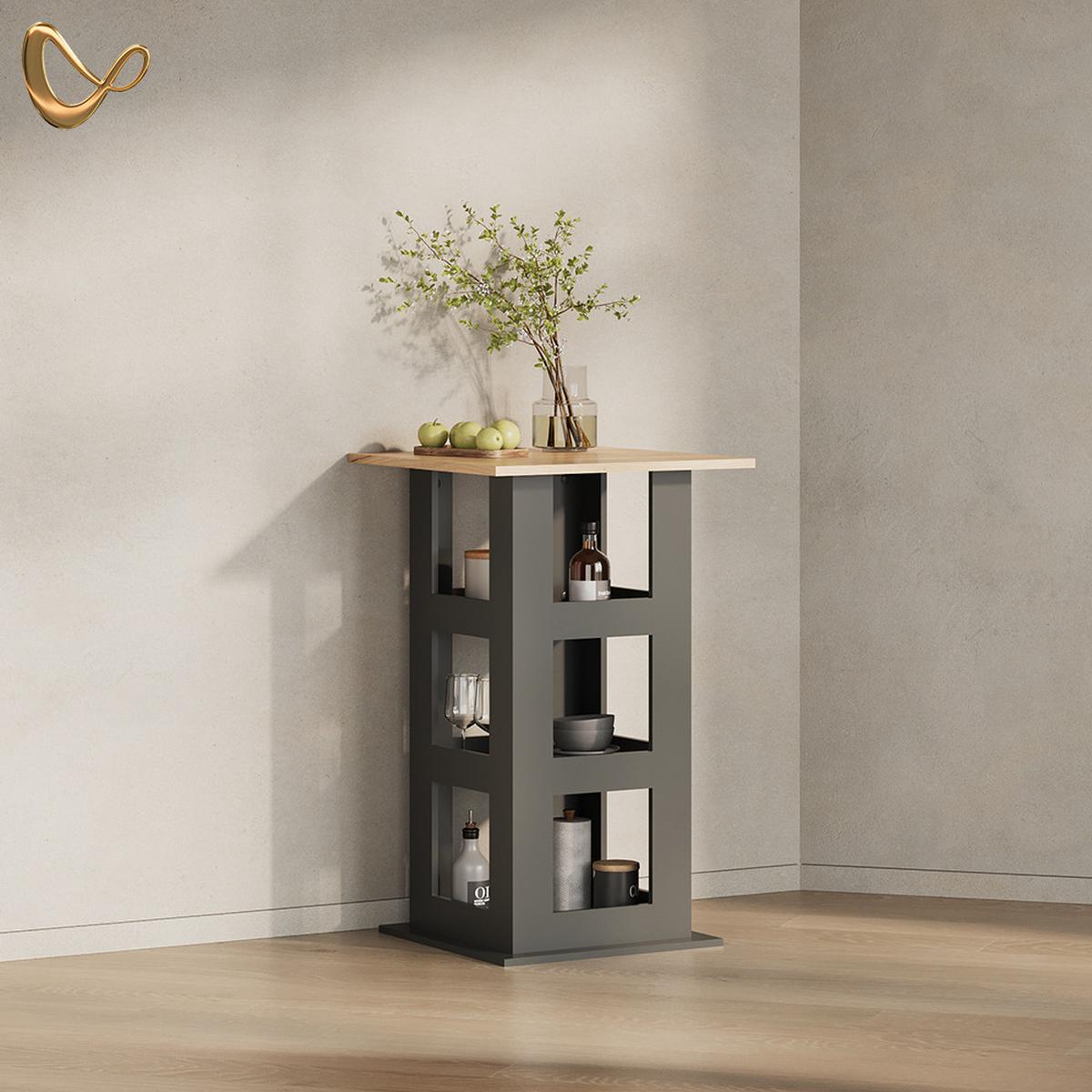 BARTISCH Regusa Goldkraft Eiche/Anthrazit 65 x 65 cm - Honigeiche/Anthrazit, Holzwerkstoff (65/65/106cm) - Livinity®