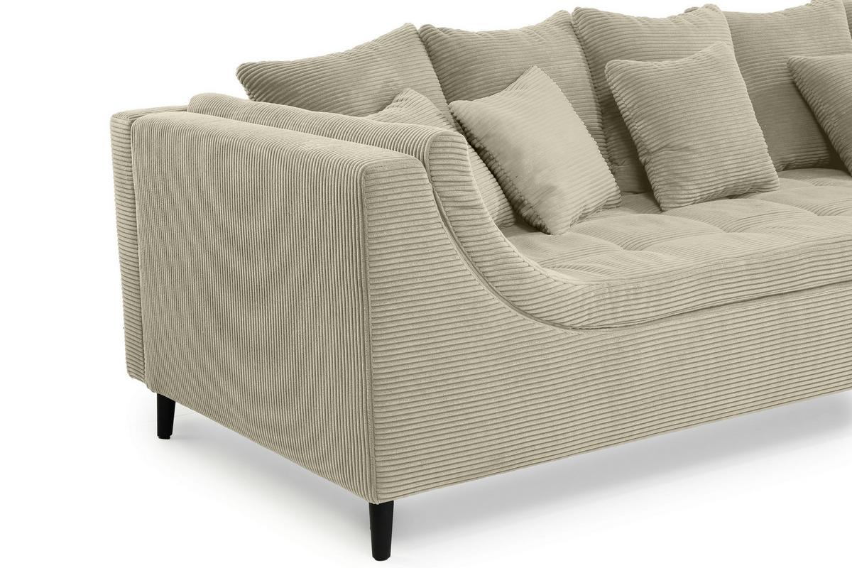 ECKSOFA mit dekorativen Steppungen und Rutschenlehne, seitenverkehrt montierbar B326/T213/H91 cm, Cord Beige Grau / 15223 - Greige/Schwarz, Textil/Metall (326/213cm) - luma-home