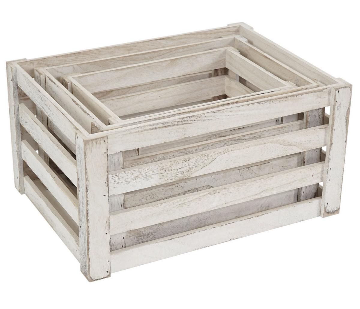 HOLZKISTE 3ER-SET Weiß 3er-Set-Set - Weiß, Holz (30/41/21cm) - MCW