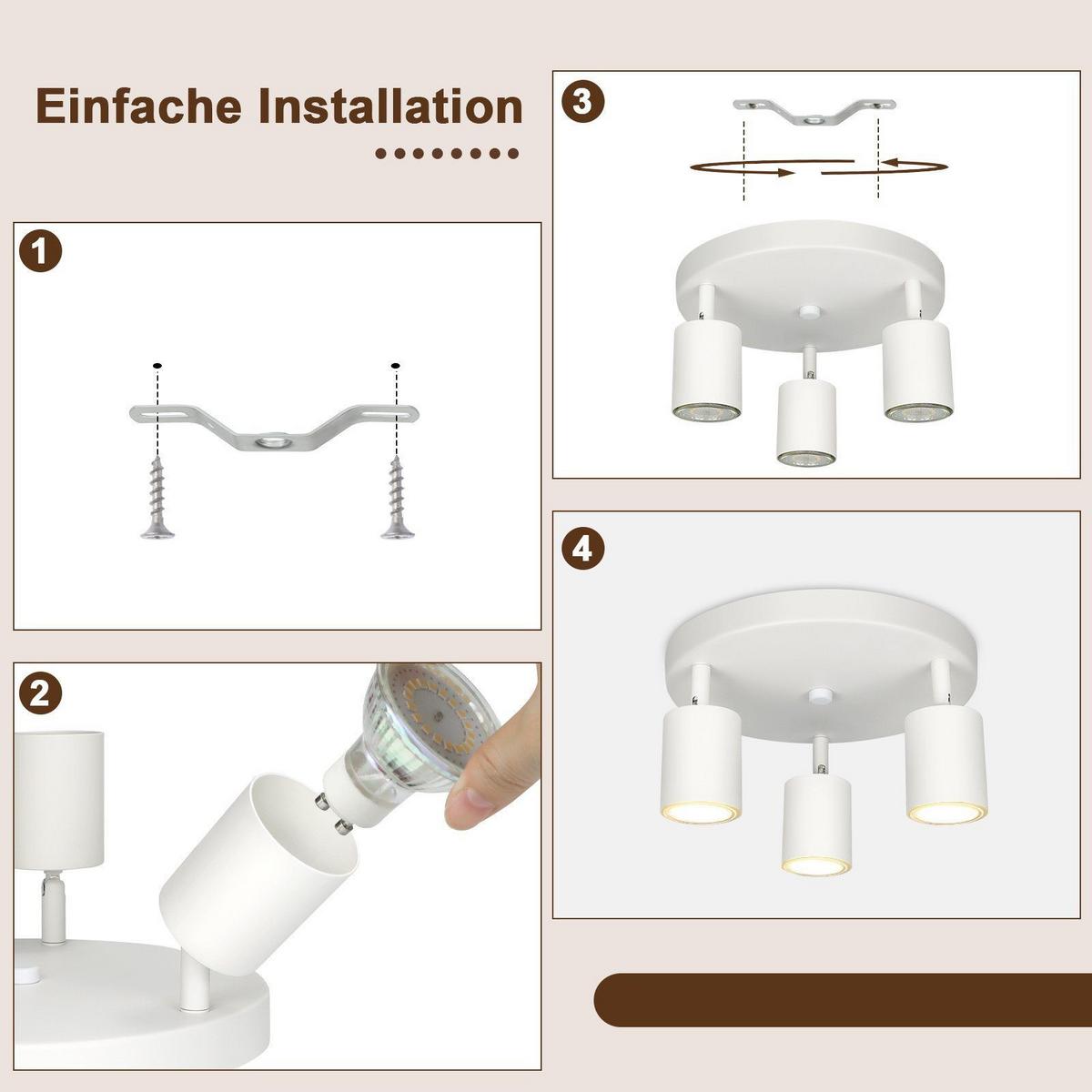 DECKENSTRAHLER Glanzara 20/14.4/20 cm - Weiß, Metall (20/20/14.4cm) - ZMH