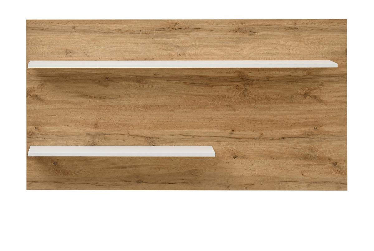 WANDREGAL Eiche Wotan, weiß 155 cm, Wandpaneel mit 2 variablen Regalböden - Weiß, Holzwerkstoff/Metall (155/80/20cm) - Furn.Design