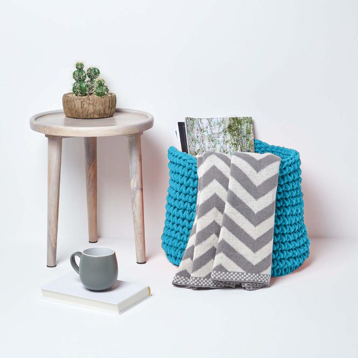 AUFBEWAHRUNGSKORB Baumwolle 42/37 cm - Türkis, Textil (42/42/37cm) - Homescapes