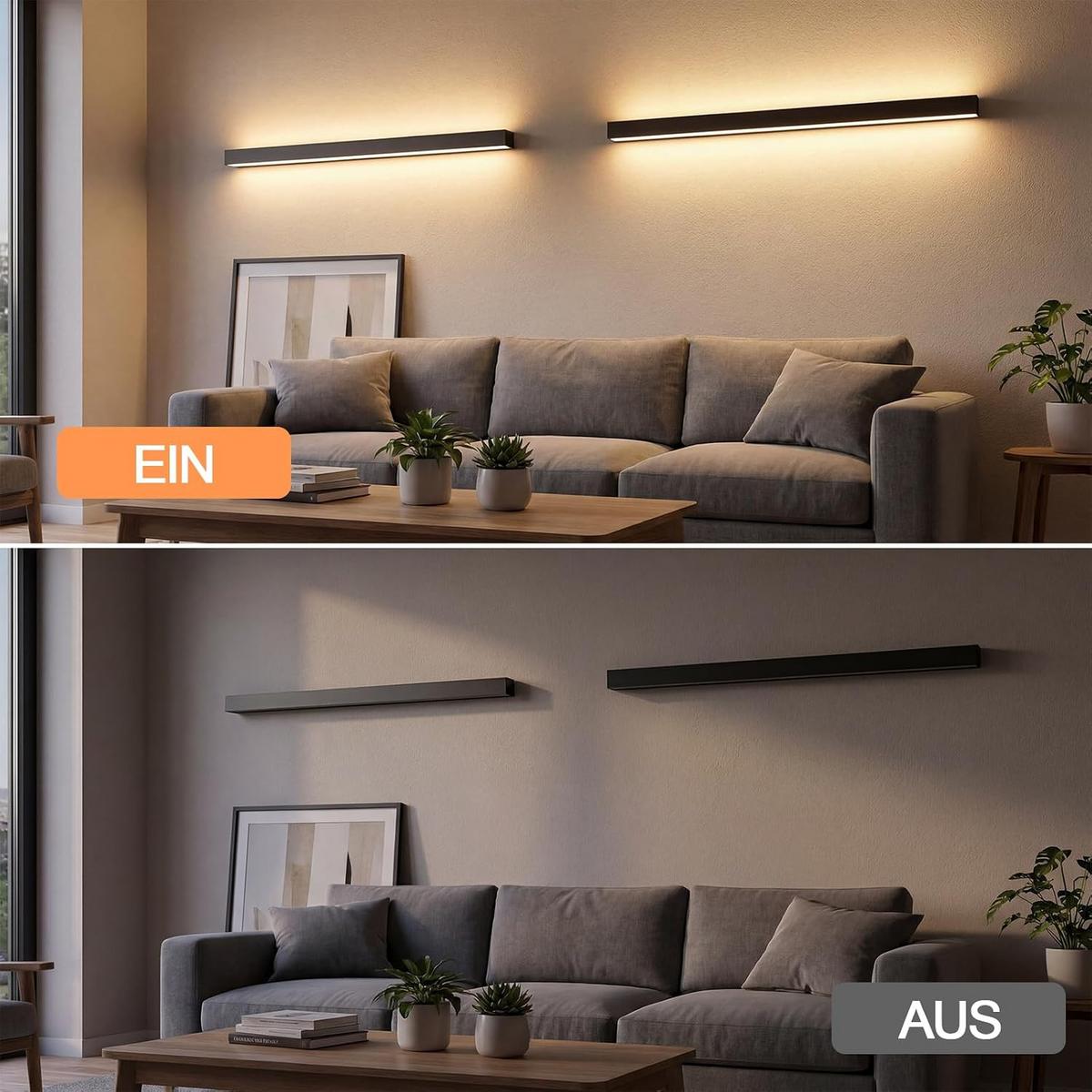LED WANDLEUCHTE Dünthar 100/3.8/2.5 cm - Schwarz, Kunststoff/Metall (3.8/2.5/100cm) - ZMH
