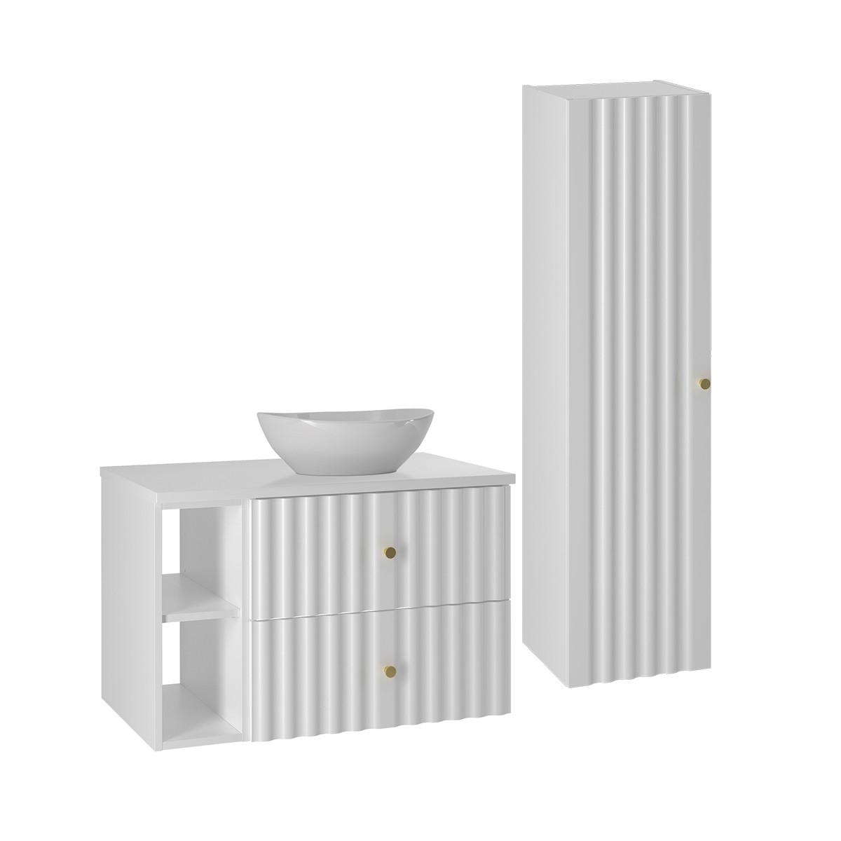BADMÖBEL 80.6cm Izae 2er-Set Weiß - Weiß, Holzwerkstoff (80.6/52.2/46.5cm) - Petits-meubles