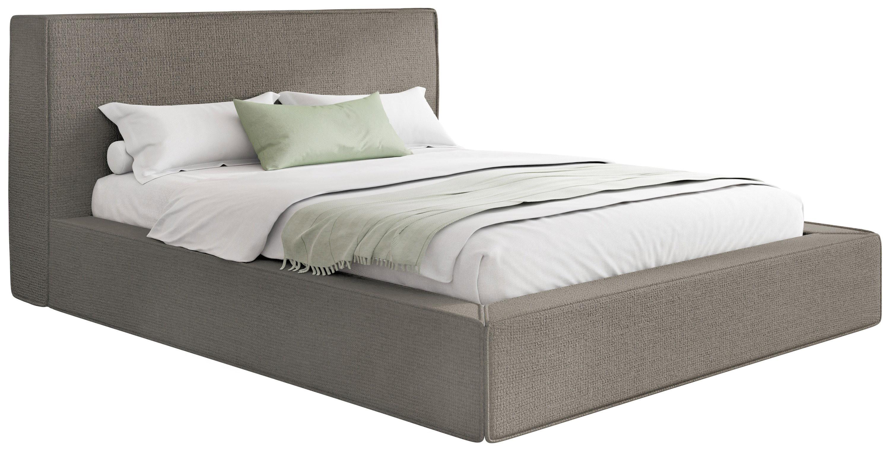 POLSTERBETT Merlin mit Bettkasten, Metall-Lattenrost & hohem Kopfteil in Taupe Chenille 160x200 cm - Taupe/Beige, Holzwerkstoff/Kunststoff (160/200cm) - WFL GROUP