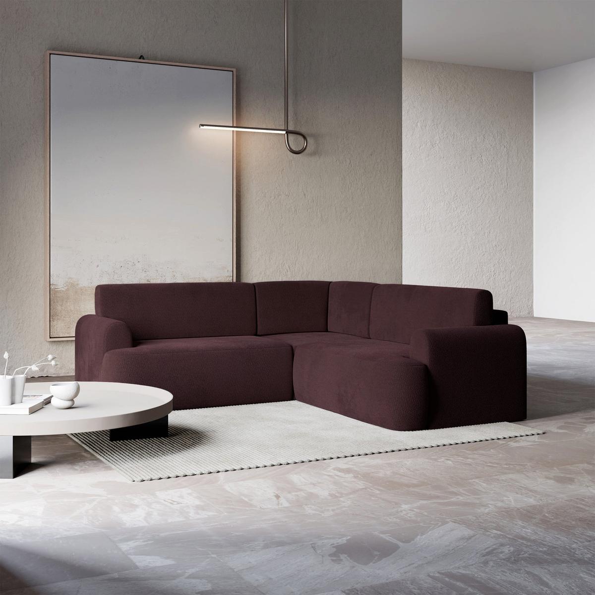 ECKSOFA Kaveo 245 cm universell mit Eckelement - Pflaume/Schwarz, Kunststoff/Textil (245/245cm) - Selsey