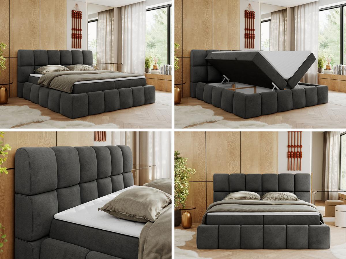 BOXBETT NIRA 200/200 - Dunkelgrau Velvet - H4 - Dunkelgrau, Holz/Textil (200/200cm) - MKS