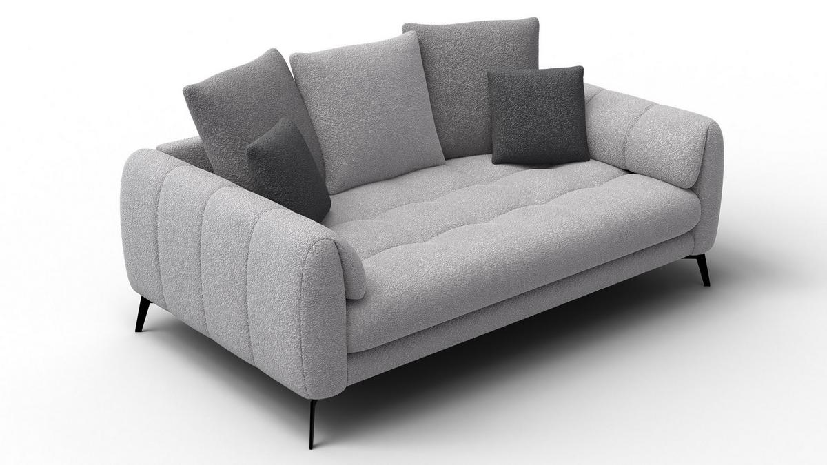 SOFA CALME 2,5-Sitzer, hellgrau und dunkelgrau - Hellgrau/Schwarz, Holz/Textil (199/92/108cm) - Wozimo
