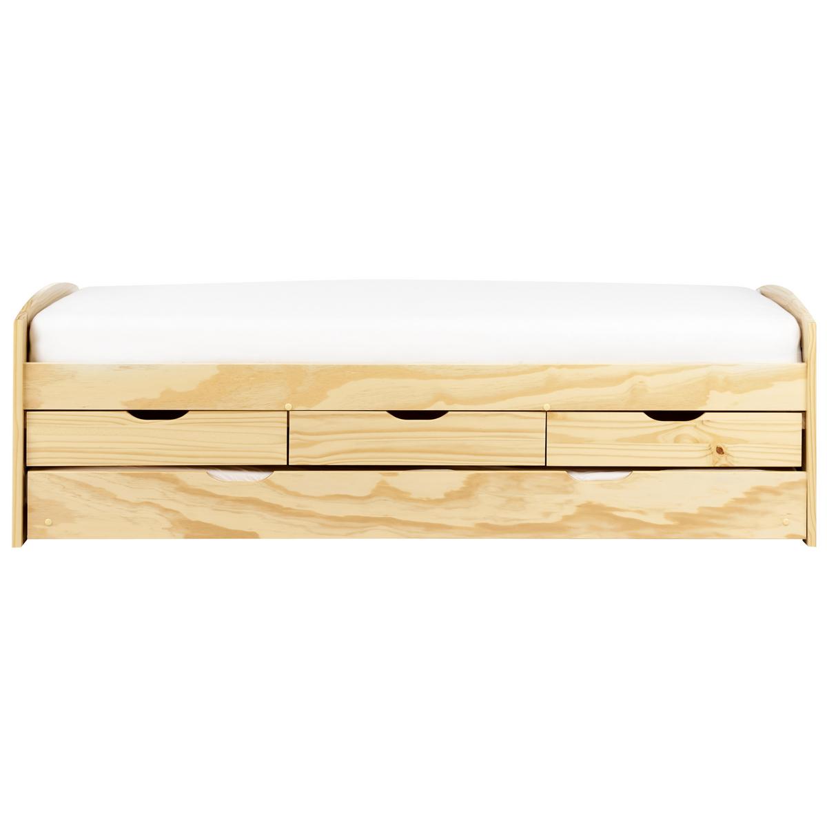 AUSZIEHBETT 90x200 cm Heller Holzfarbton Petiville - Hellbraun, Holz (90/200cm) - Beliani