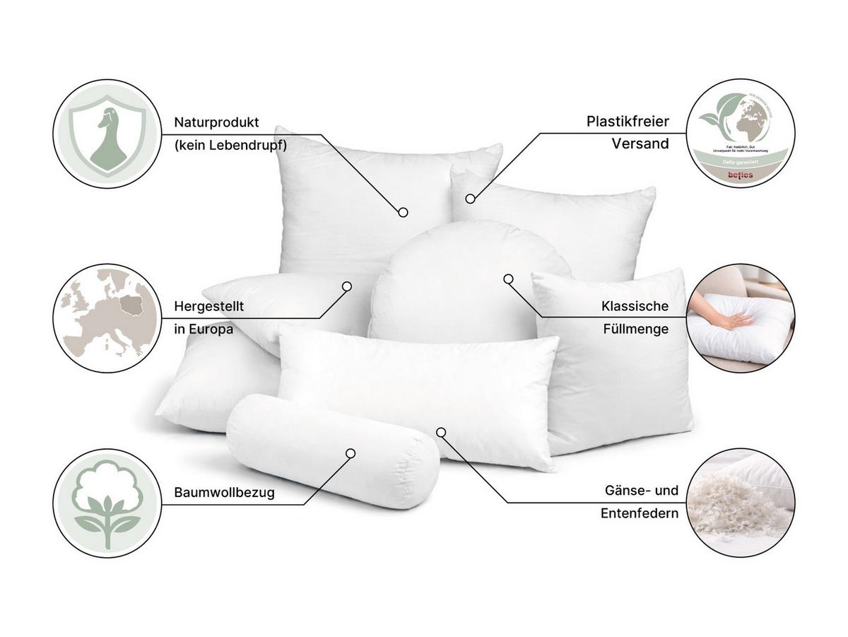NACKENROLLE Publik Federfüllung 15/40 cm - Creme, Textil (15/40cm) - beties Heimtextil