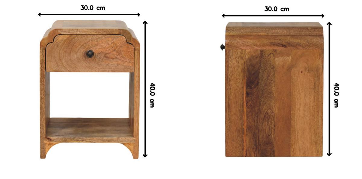 NACHTTISCH Massivholz Newton Mini Oak-ish, 1 Schublade und Offenes Regal, Beige - Eichefarben/Beige, Mangoholz/Holz (30/40/30cm) - Artisan Furniture