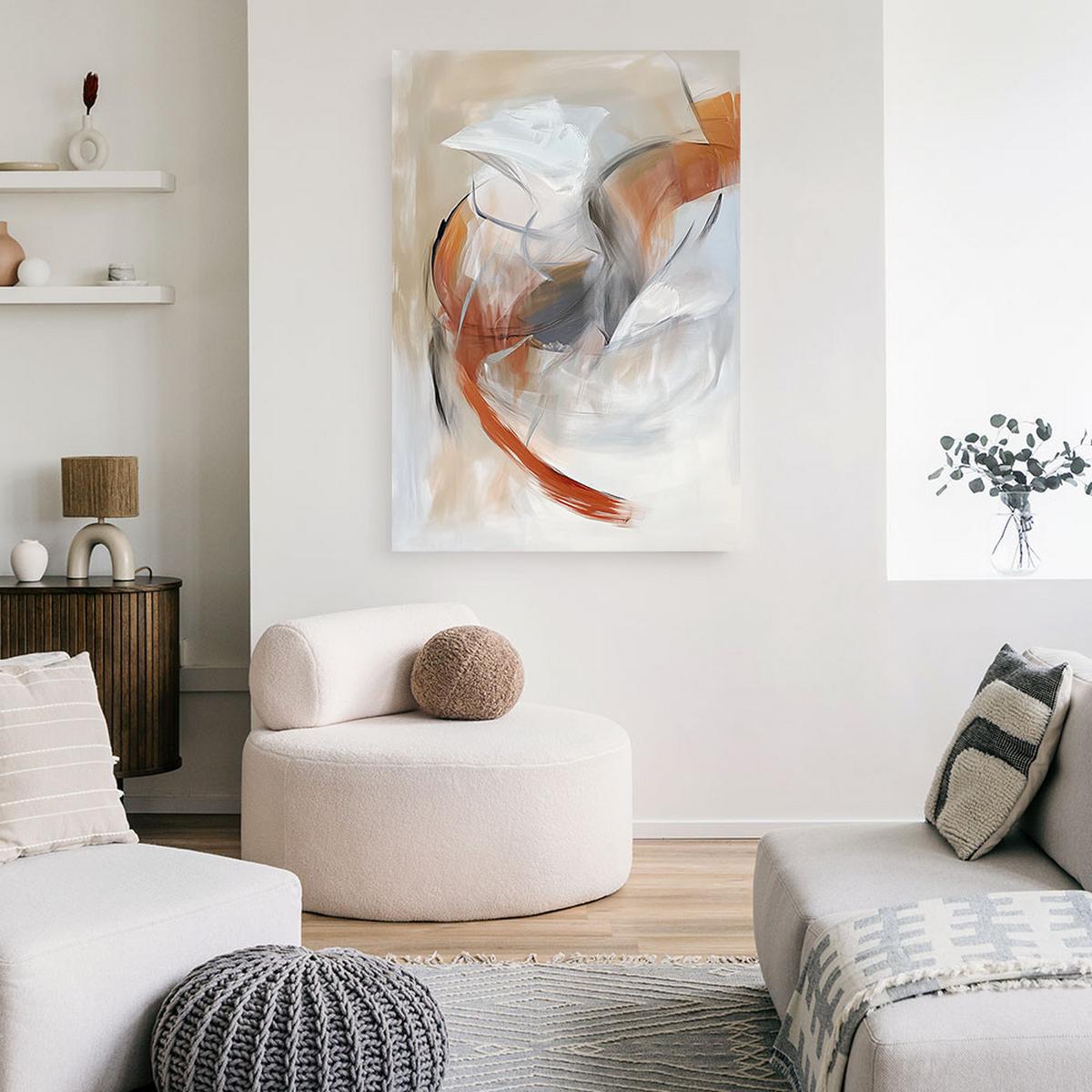LEINWANDBILD Moderne Abstraktion Pastellbeige 40x60cm - Beige, Textil (40/60cm) - Feeby