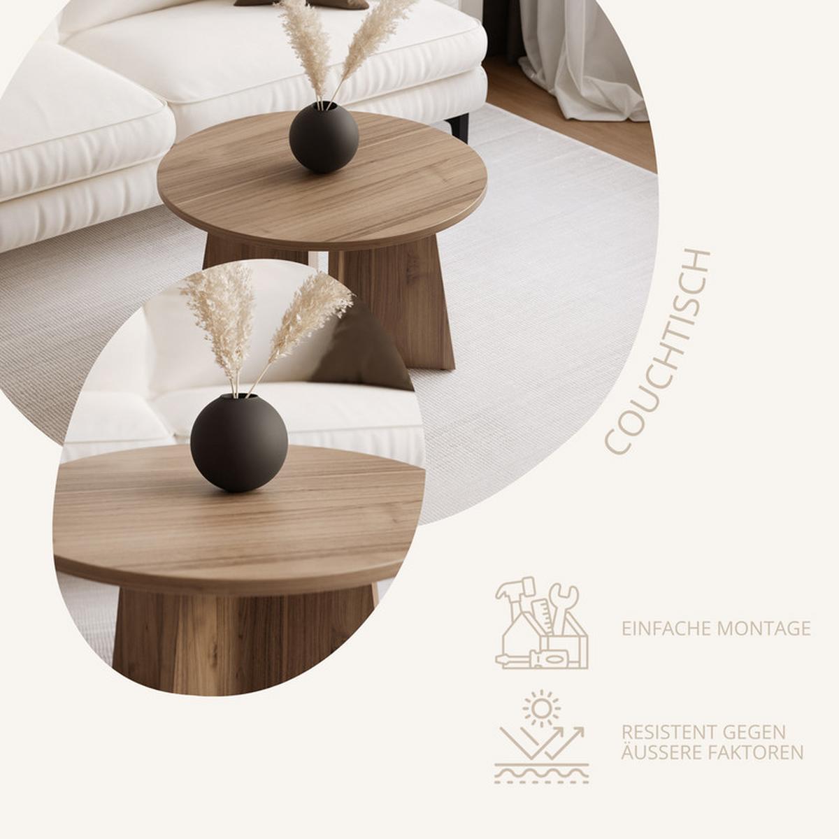 COUCHTISCH BELLAGIO 75/47 cm runden, Kaschmir/Nussbaum - Kaschmir, Holzwerkstoff (75/75/47cm) - Idohome