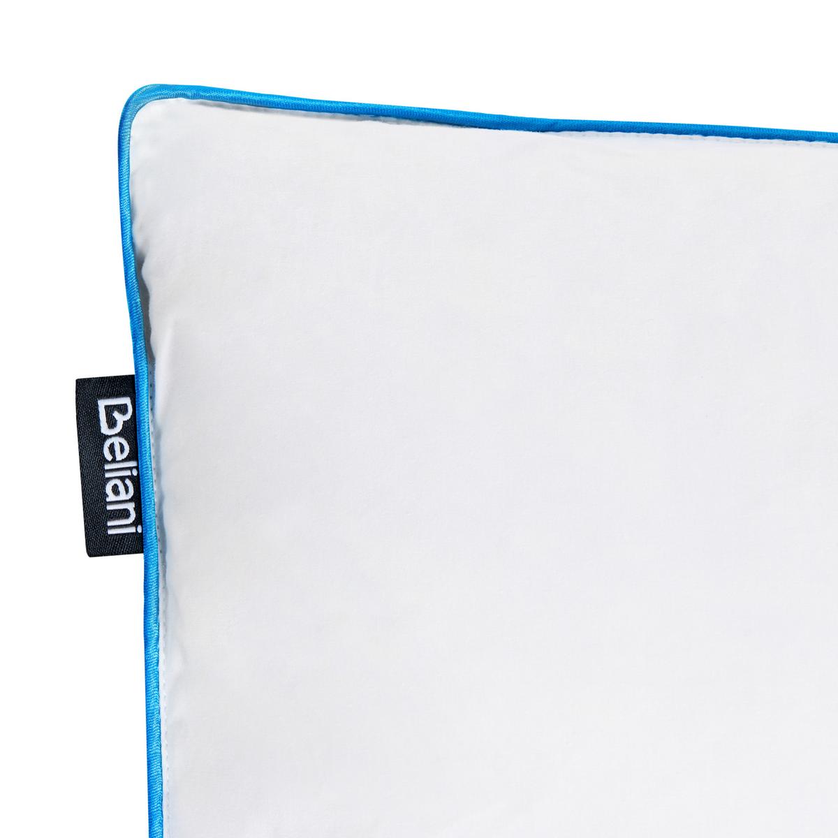 KOPFKISSEN Weiß Hoch 50/60 cm Aneto - Blau/Weiß, Naturmaterialien (60/50cm) - Beliani