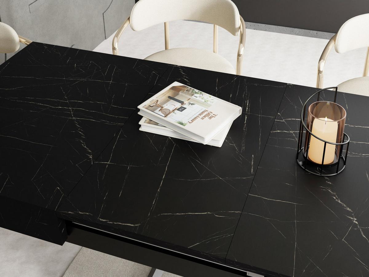 COUCHTISCH Cavetta U höhenverstellbar ausziehbar, Marmor Schwarz 120-200/80/27-76 cm - Anthrazit/Schwarz, Holzwerkstoff/Metall (80/200/76cm) - WFL GROUP
