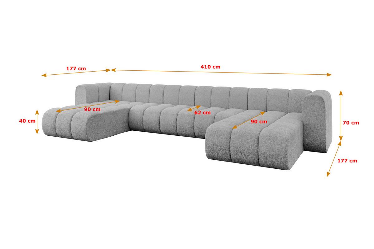 WOHNLANDSCHAFT modulares Sofa Joren-U2 - 410x177x70 cm Hellgrau - Hellgrau, Holzwerkstoff/Textil (410/70/177cm) - ALTDECOR
