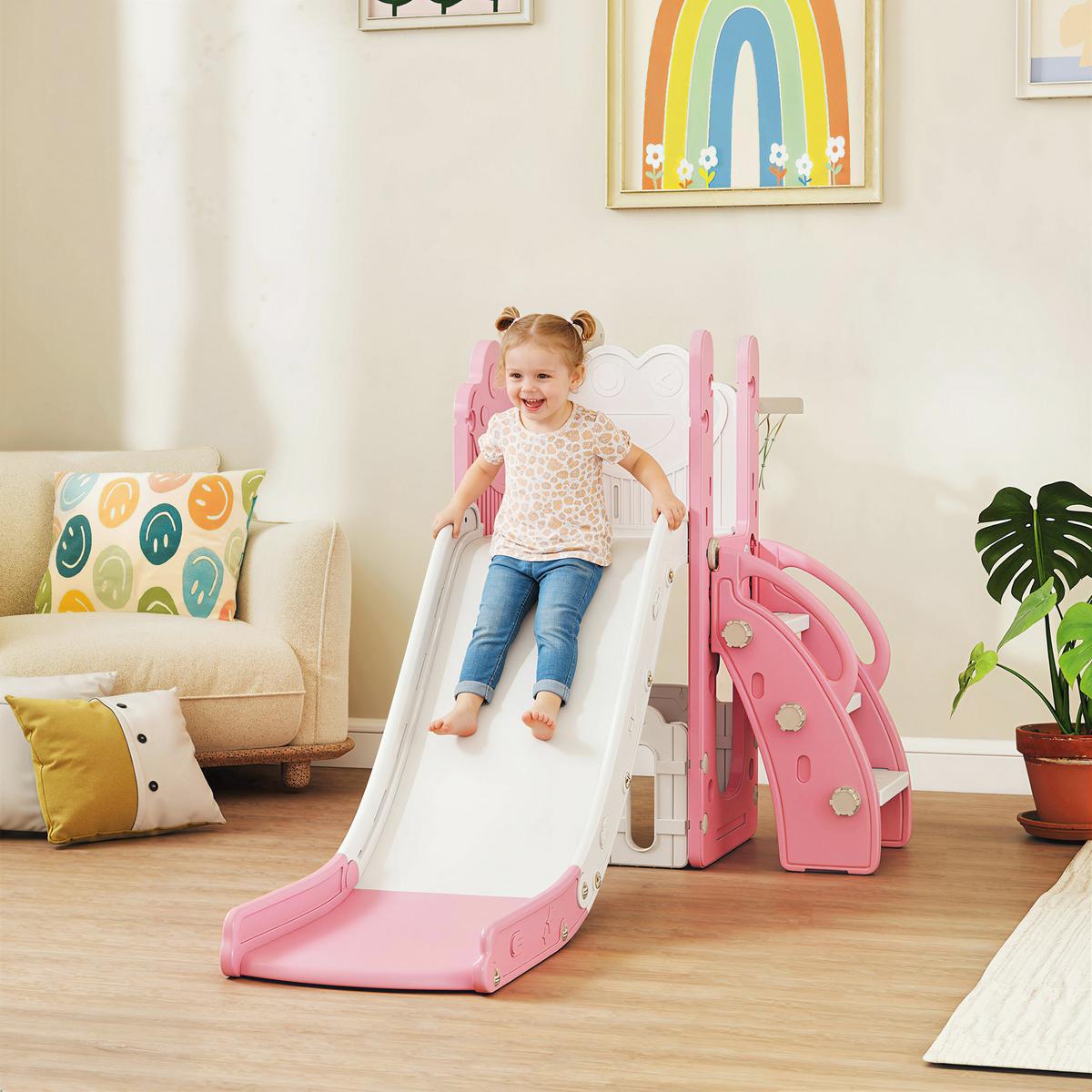 KINDERRUTSCHE HDPE Rosa - Rosa, Kunststoff (70/86/178cm) - AIYAPLAY